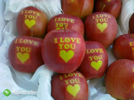 Jabłka z napisami na Walentynki